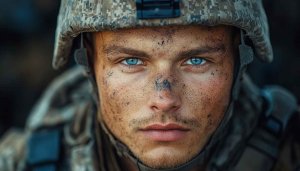 Intense Soldier Portrait Wallpaper, Patriotic Military Background, Free Mobile Wallpaper