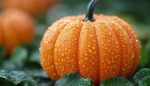 Wet Pumpkin 4K Wallpaper - Free Autumn Desktop Backgrounds