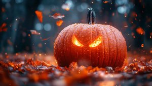Halloween Pumpkin Mobile Wallpaper, Jack-o'-Lantern Glowing Eyes Background