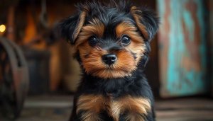 Yorkie Puppy Dog Close-Up Portrait 4K Desktop Mobile Wallpaper