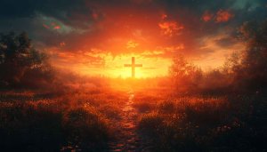 Religious Cross Sunset Wallpaper Background - Free Christian Desktop Image