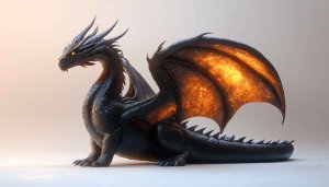 Black Dragon with Fire Wings 4K Desktop Gaming Wallpaper