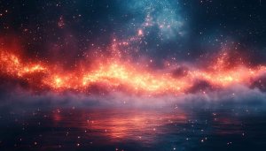 Fiery Galaxy Reflection 4K Desktop Wallpaper, Free Mobile Background