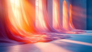 Peach and Blue Room Aesthetic 4K Desktop Mobile Wallpaper