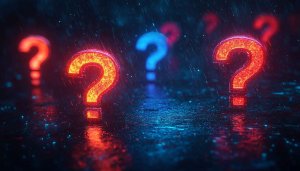Neon Question Mark Wallpaper, Rainy Background, 4K Desktop Wallpaper