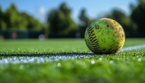 Green softball on field 4K background sports desktop wallpaper