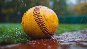 Yellow Softball in Rain Wallpaper HD, Sports Background for Desktop