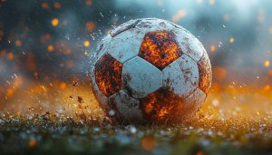 Football Ball in Rain 4K Desktop Background Mobile Wallpaper