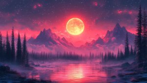 Full Moon Over Mountains Free Mobile Wallpaper 4K Background