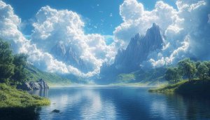 Majestic Mountain Lake 4K Desktop Background, Free Nature Wallpaper