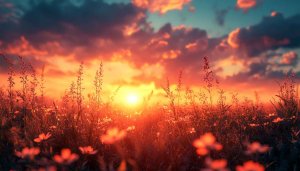 Golden Sunset Meadow Wallpaper, Scenic Field Background, Free Mobile Wallpaper