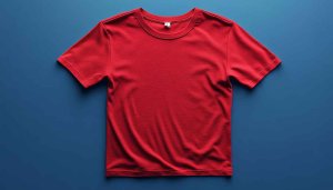 Red T-Shirt Mockup On Blue Background Mobile Wallpaper Free