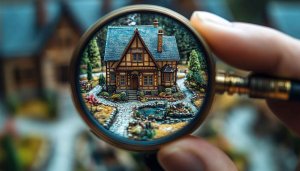 Magnifying Glass Miniature House Mobile Wallpaper, Desktop Background Art