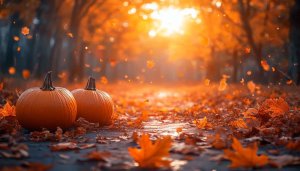 Autumn Pumpkins Park 4K Wallpaper for Desktop and Mobile Backgrounds