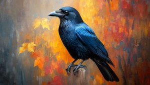 Autumnal Raven Painting Art Free Mobile and Desktop Wallpaper