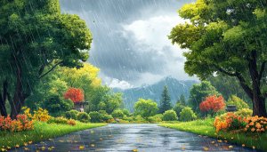 Rainy Day Nature Scene Mobile Wallpaper Spring Landscape Background