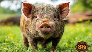 Cute Pig Wallpaper Green Grass Field Mobile Background 4K