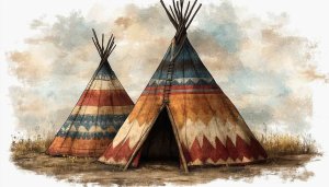 Colorful Teepee Tents Illustration Art Desktop Background Wallpaper