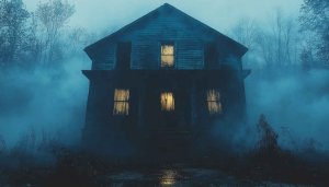 Creepy House Wallpaper, Foggy Night Landscape Background, Free Mobile Wallpaper