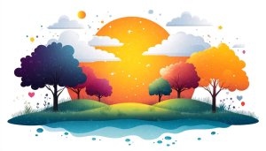 Colorful Trees Sunset Art Background Mobile Wallpaper Free