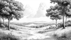 Monochrome Landscape Scenery Mobile Wallpaper Art Sketch Desktop Background