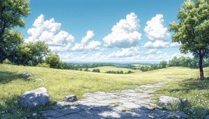 Peaceful Anime Landscape 4K Desktop Background Mobile Wallpaper