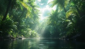 Lush Green Jungle River 4K Desktop Background Free Wallpaper