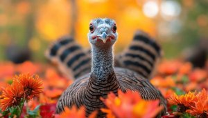 Thanksgiving Wild Turkey Autumn Flowers Desktop Wallpaper Free