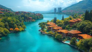 Luxury Villa Lake 4K Desktop Wallpaper Free Mobile Background