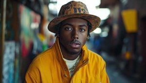 Portrait Handsome Black Man Yellow Jacket Mobile Background Wallpaper