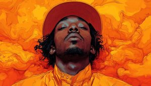 Anderson Paak Inspired Artistic Portrait Orange Aesthetic Mobile Wallpaper