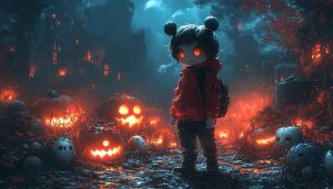 Creepy Halloween Boy Character 4K Desktop Wallpaper Mobile Background