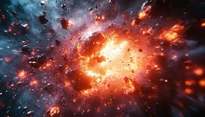 Explosion Space Debris Digital Art 4K Desktop Background Wallpaper