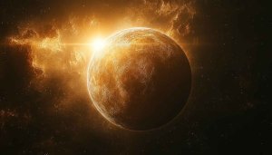 Golden Planet in Space 4K Desktop Background Mobile Wallpaper