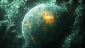 Alien Planet 4K Wallpaper - Green Nebula Space Background