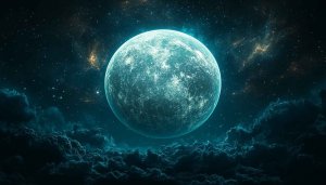 Glowing Moon over Clouds 4K Desktop Background Space Wallpaper