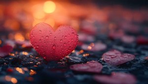 Heart Dewdrops Valentine's Day Desktop Background Free Mobile Wallpaper