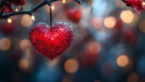 Red Heart Ornament Mobile Wallpaper, Valentine's Day Desktop Background