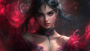 Fantasy Woman Portrait Red Aura Aesthetic Mobile Wallpaper Background