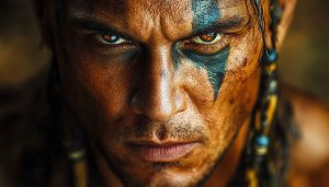 Warrior Face Paint 4K Mobile Background Art Wallpaper Portrait