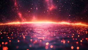 Red Sparkle Ocean 4K Desktop Wallpaper, Abstract Space Background
