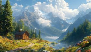 Mountain Cabin Stream 4K Desktop Wallpaper Free Mobile Background