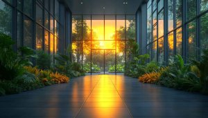 Botanical Garden Sunset 4K Desktop Wallpaper Background Free