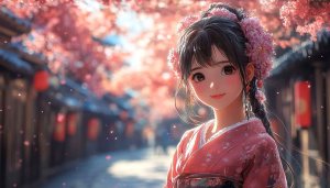 Anime Girl Cherry Blossom Wallpaper Free Mobile Background Aesthetic Portrait