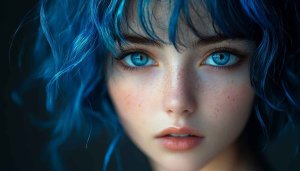 Blue Haired Woman 4K Wallpaper | Free Mobile Background Image
