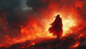 Fiery Fantasy Landscape 4K Wallpaper for Desktop and Mobile
