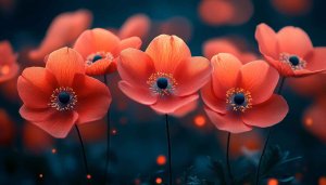 Orange Anemone Flowers Wallpaper, Floral Mobile Background, Free Aesthetic Image