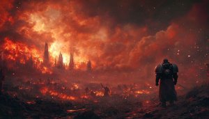 Warhammer 40K Hellscape Mobile Wallpaper, Epic Battleground Background