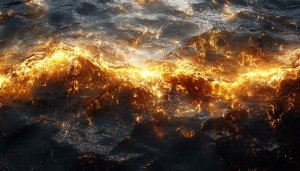 Fiery Water Waves Abstract Art 4K Desktop Background Wallpaper