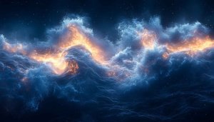 Fiery Galaxy Waves Abstract Art Mobile and Desktop Wallpaper